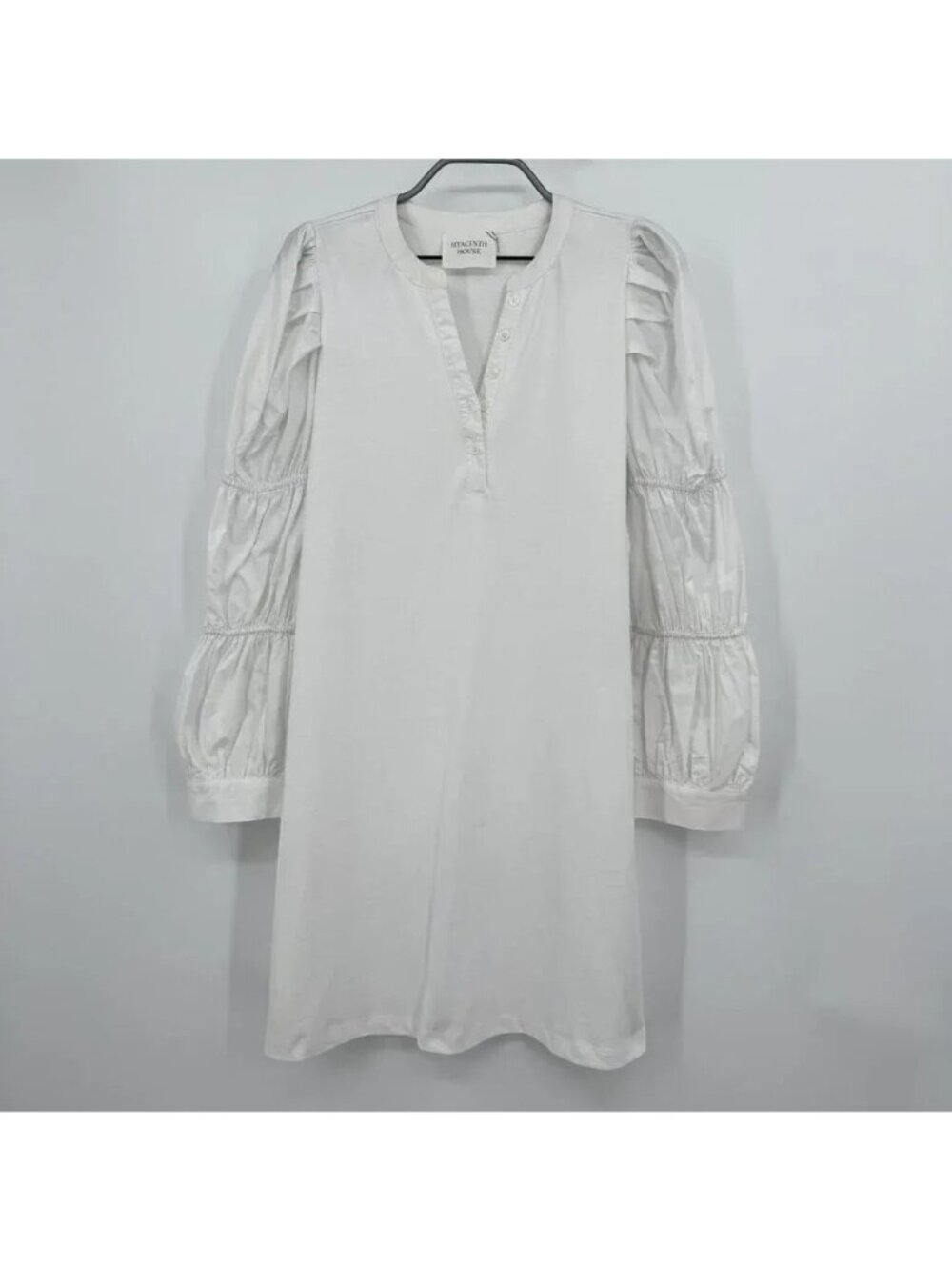 Hyacinth House by Tuckernuck White Poplin Long Sleeve Willa Mini Knit Dress XXL